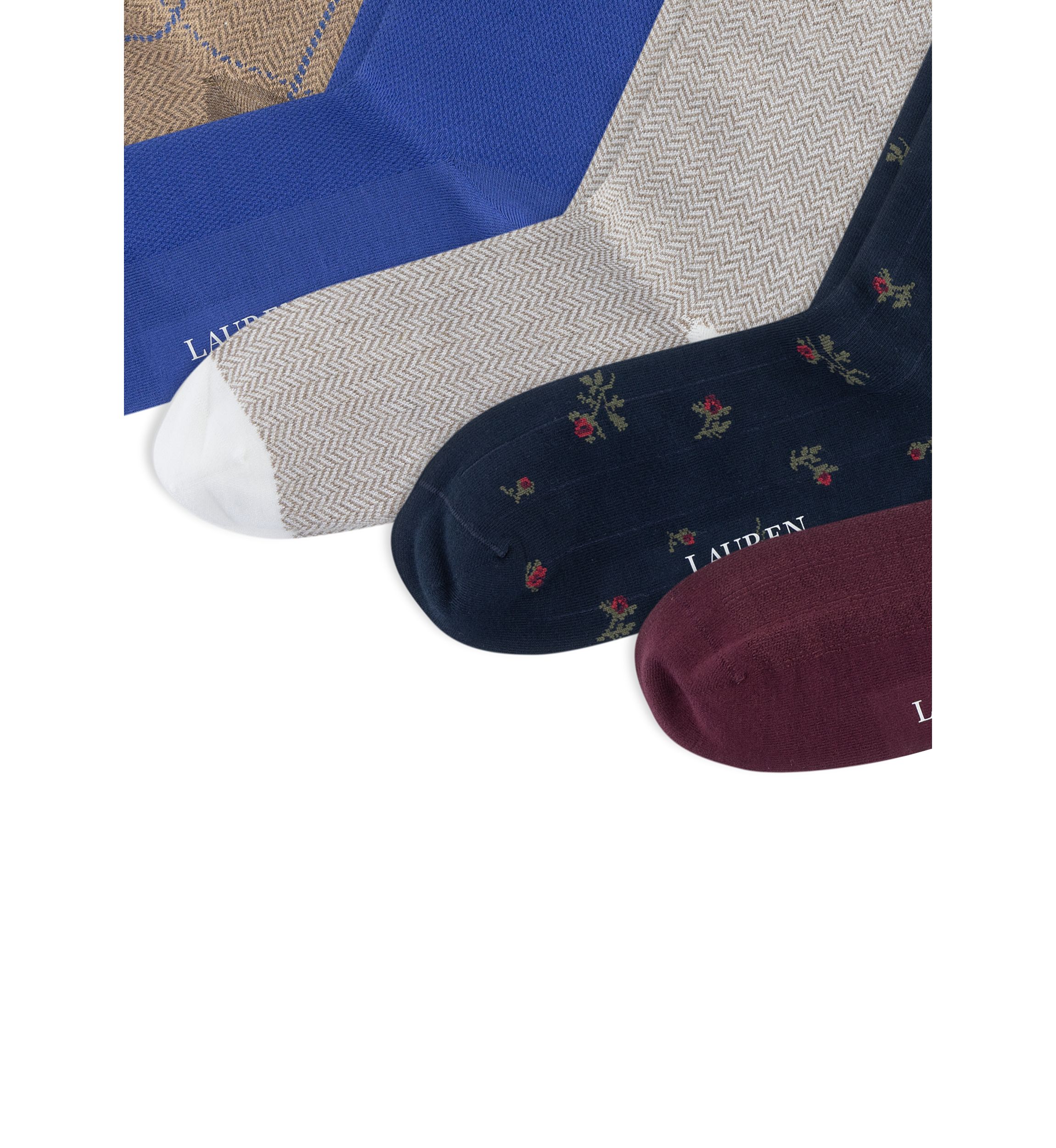 09 Herringbone Floral 6 Pack Socks