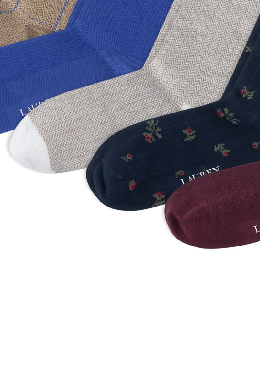 09 Herringbone Floral 6 Pack Socks