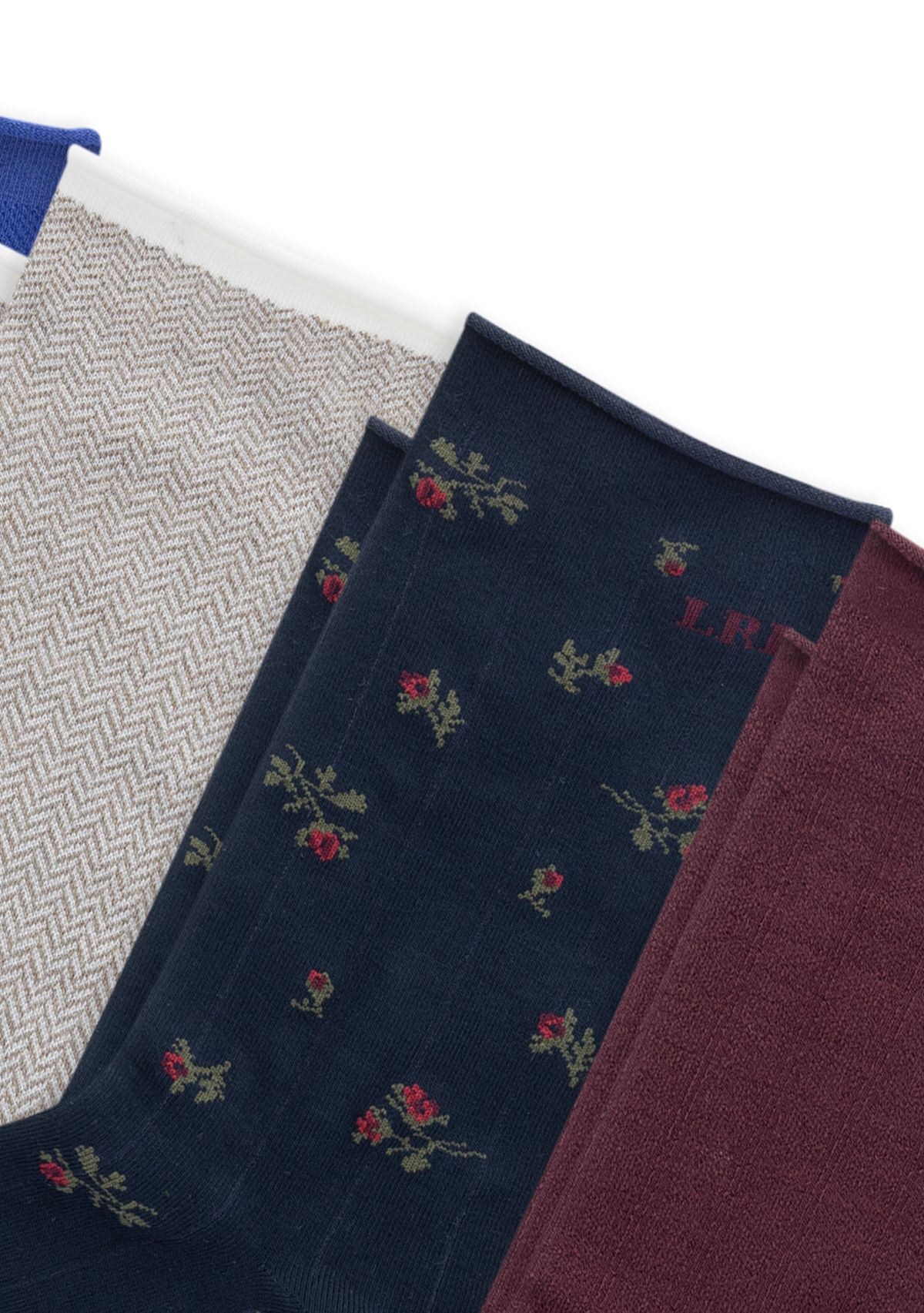 09 Herringbone Floral 6 Pack Socks