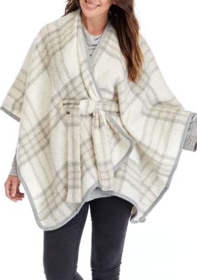 New Directions® Belted Plaid Ruana | belk