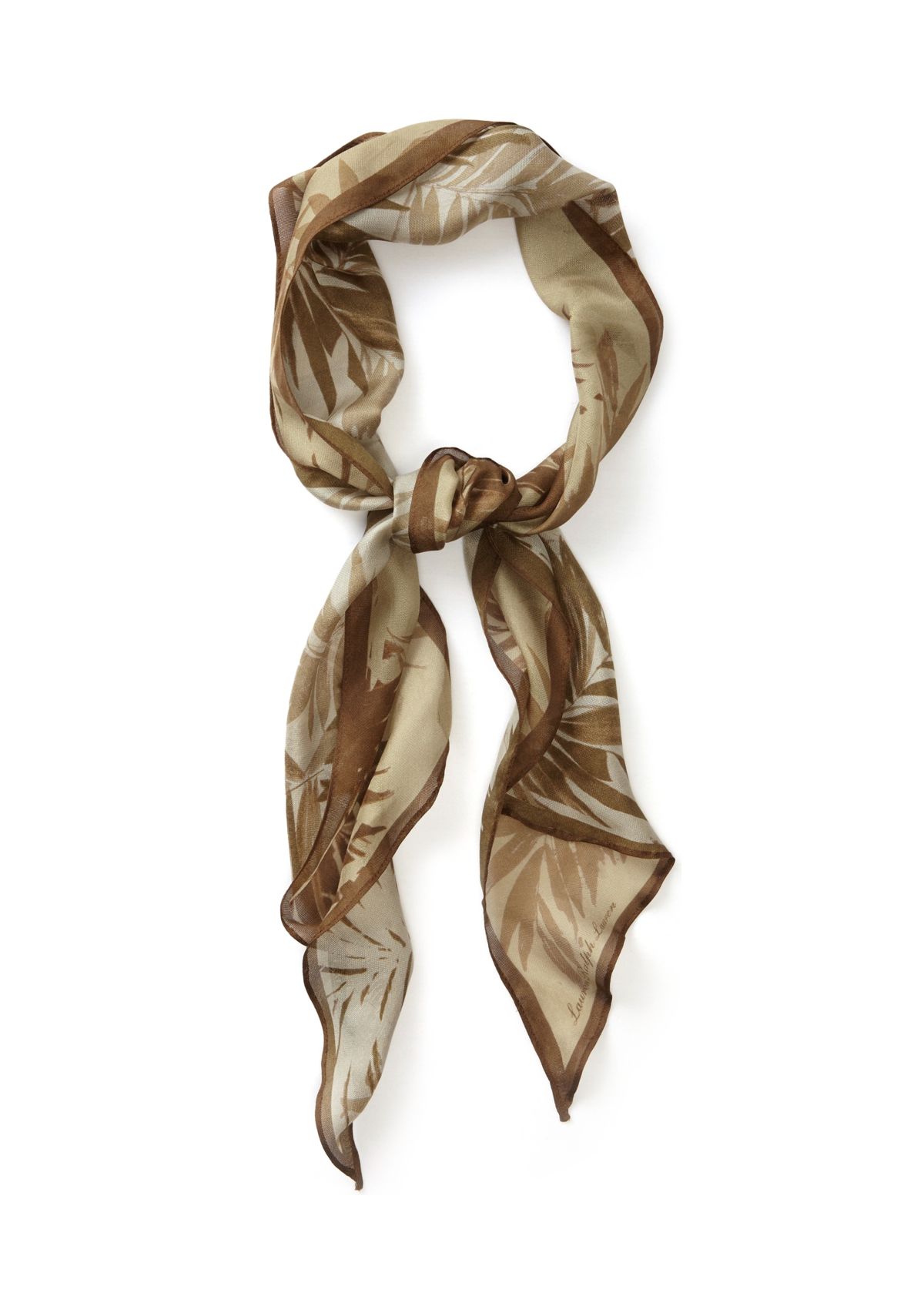 Tonal Leaf Oblong Scarf with Bias Cut Ends
