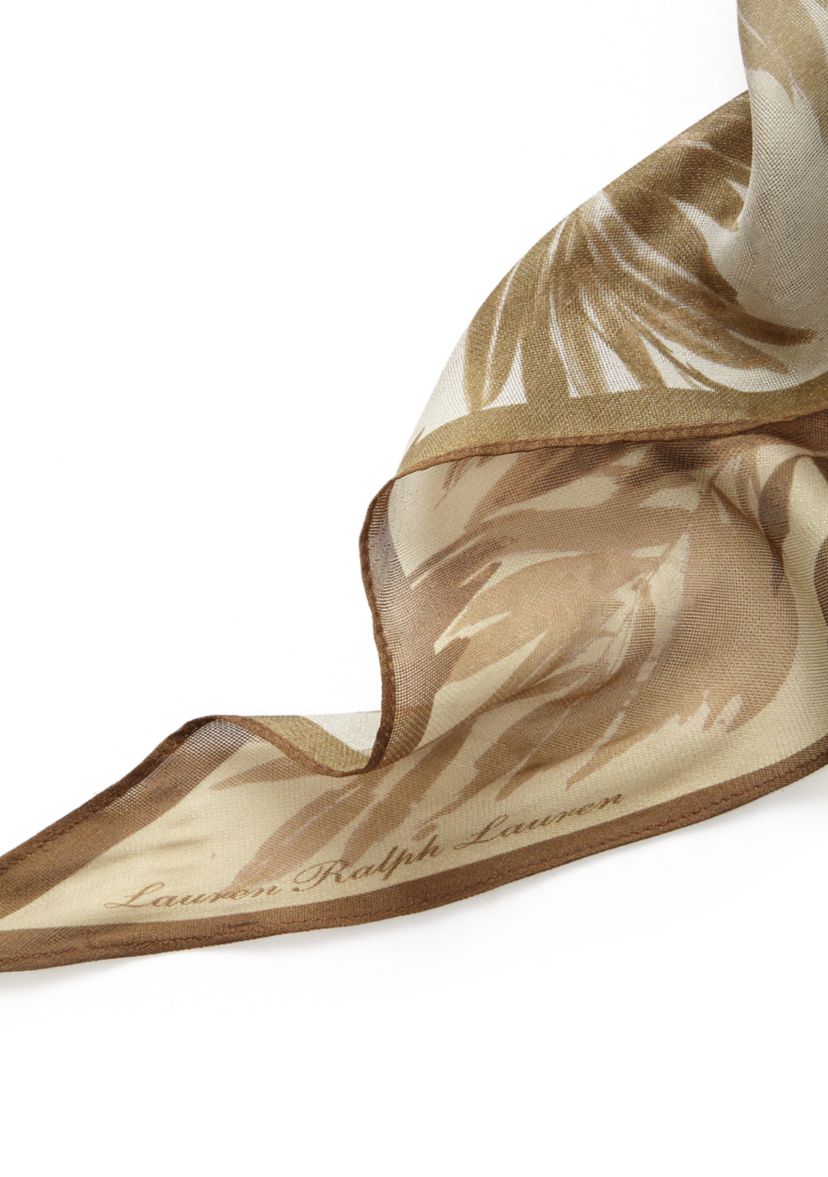 Tonal Leaf Oblong Scarf with Bias Cut Ends