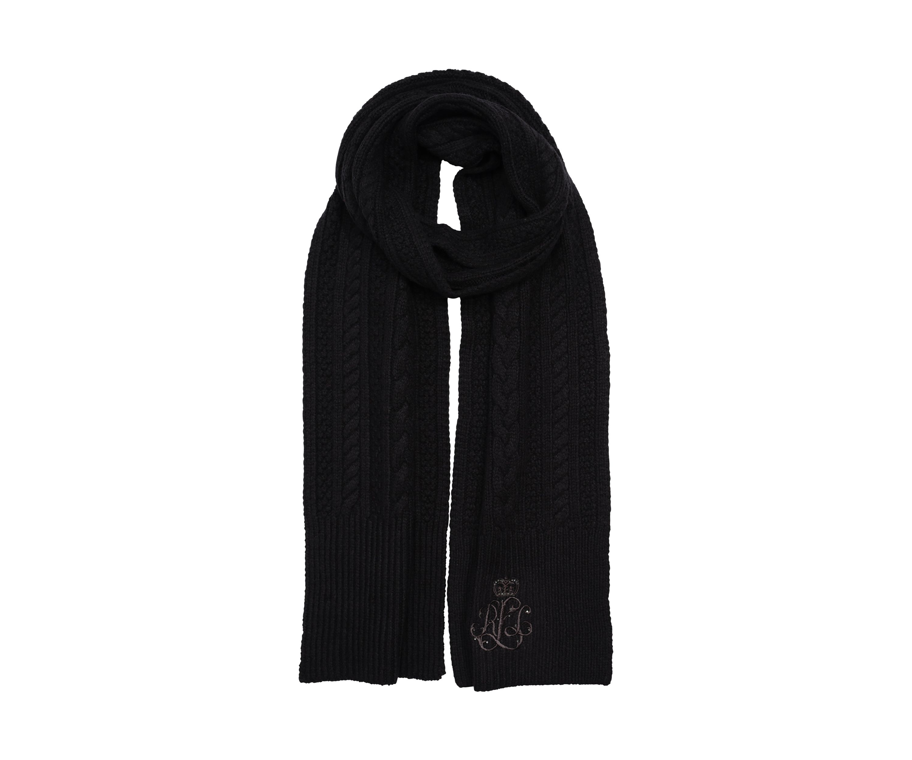 Cable Scarf with Direct Embroidery and Stones