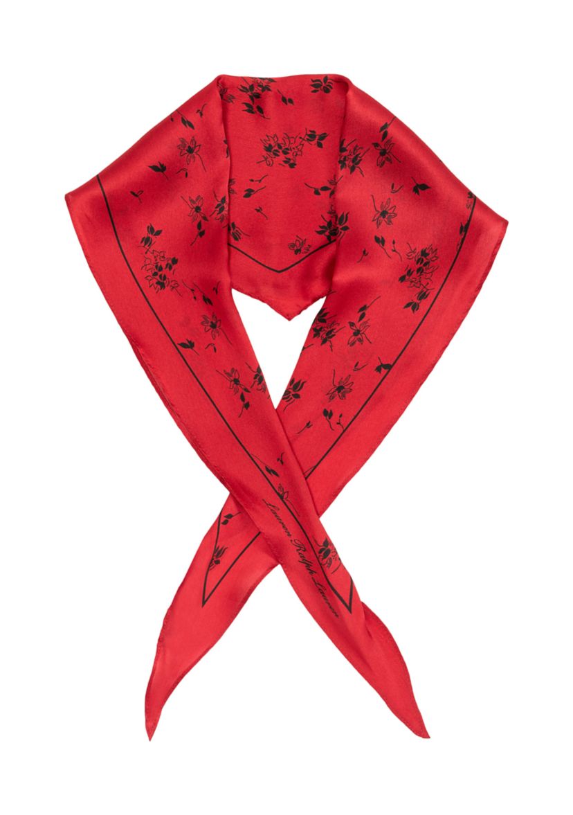 Ink Floral Printed Small Diamond Scarf