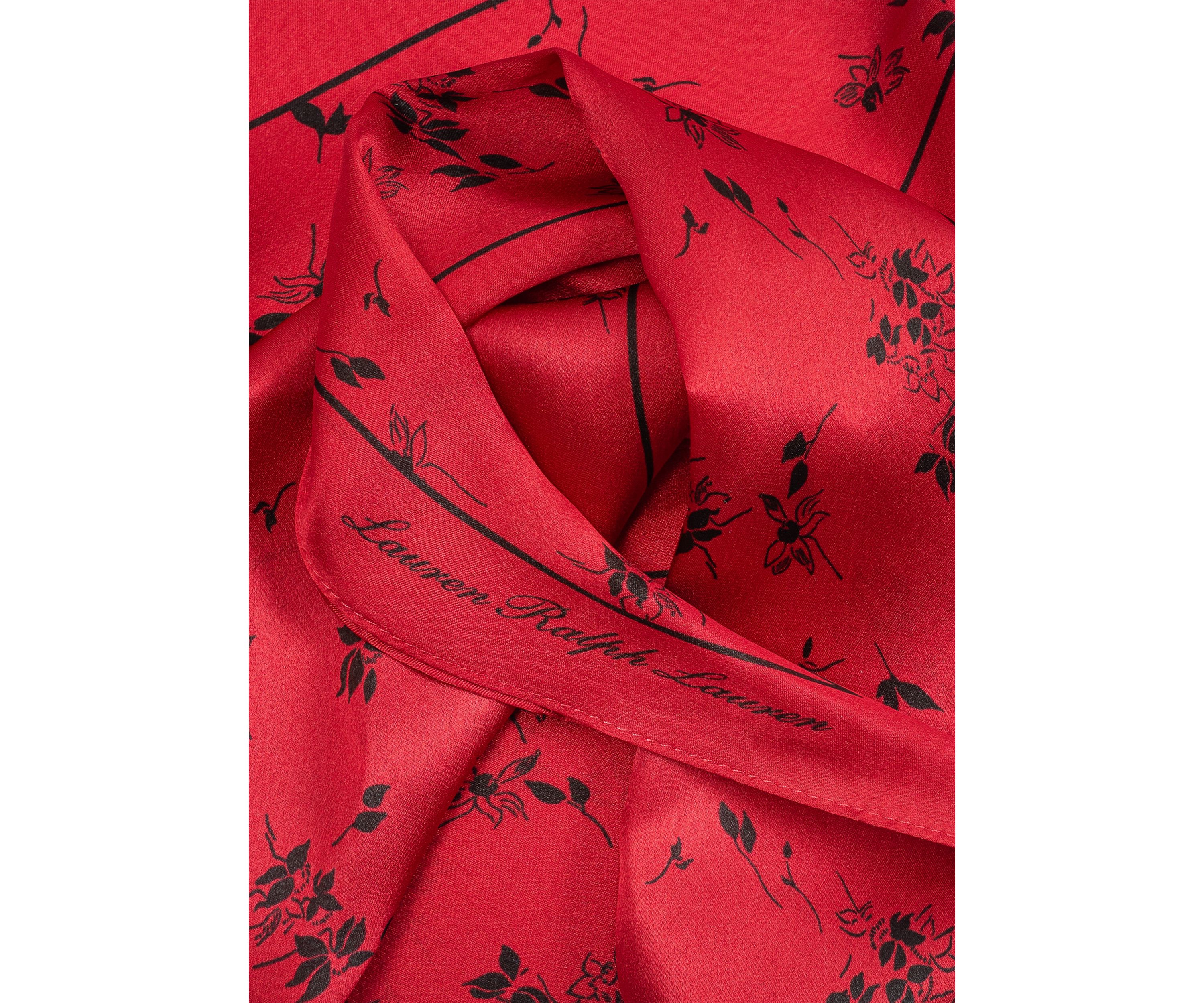 Ink Floral Printed Small Diamond Scarf