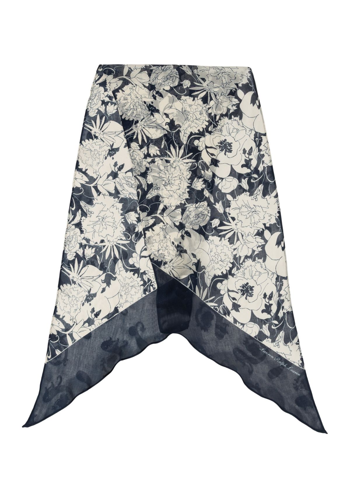 Floral Oblong Scarf with Bias Ends