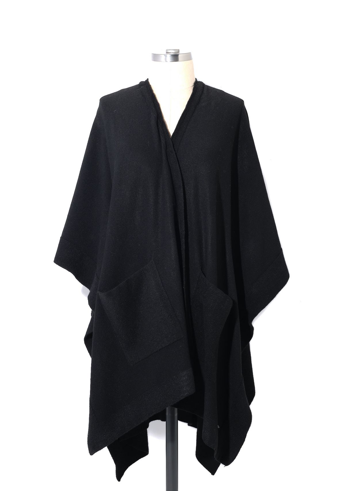 Knit Ruana with Detachable Faux Fur Collar