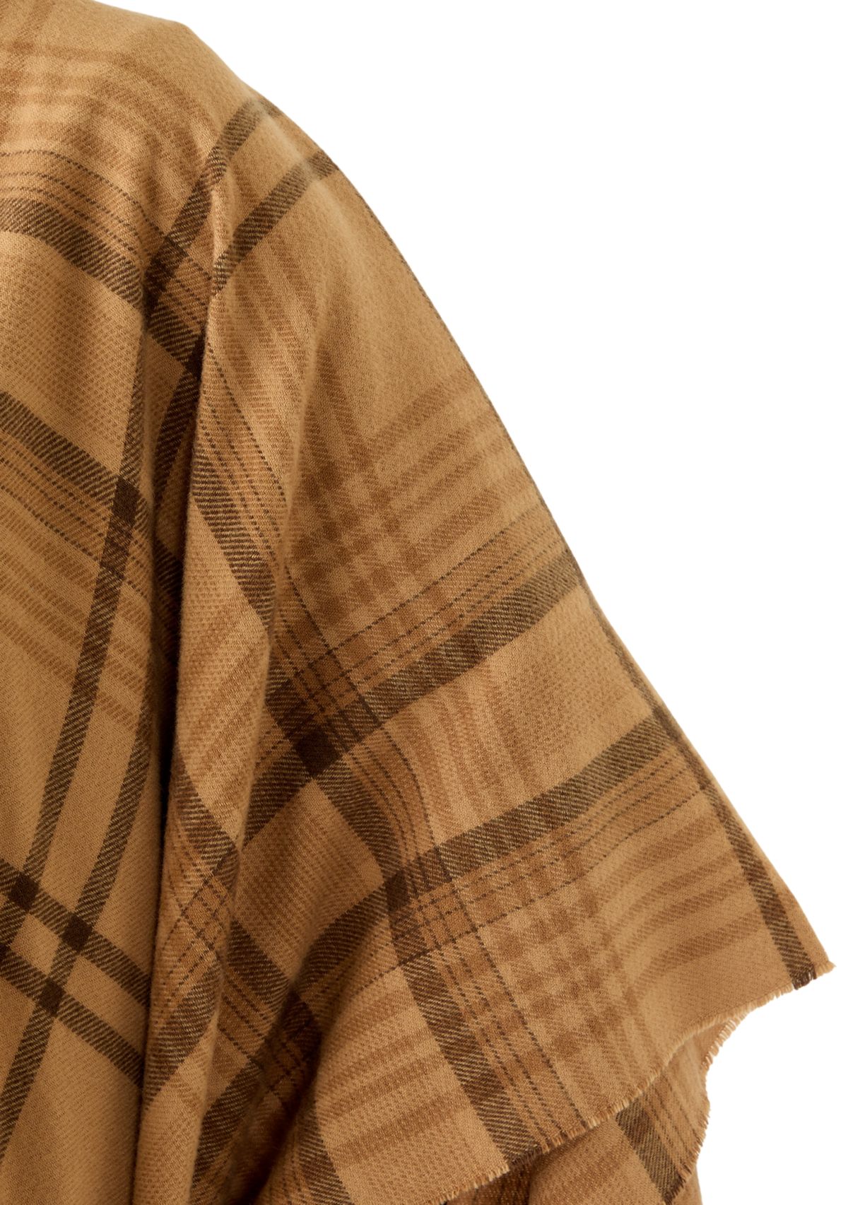 Womens Plaid Ruana with Fringe