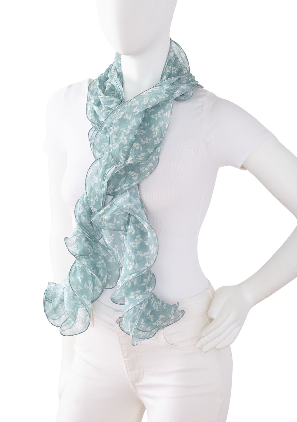 Floral Double Ruffle Scarf
