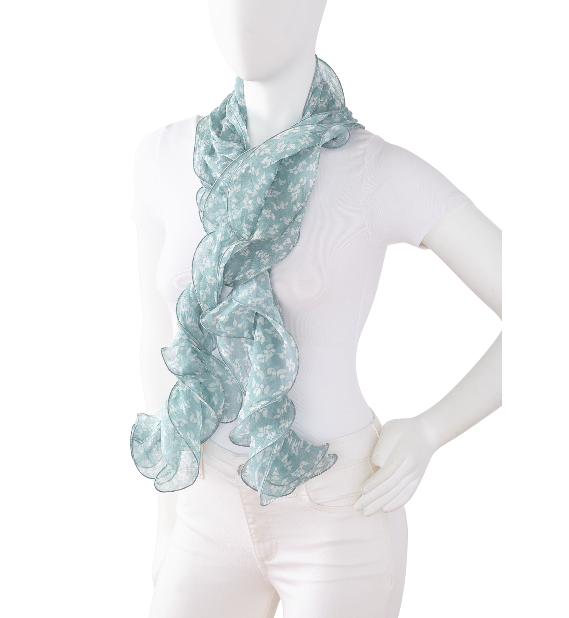 Floral Double Ruffle Scarf