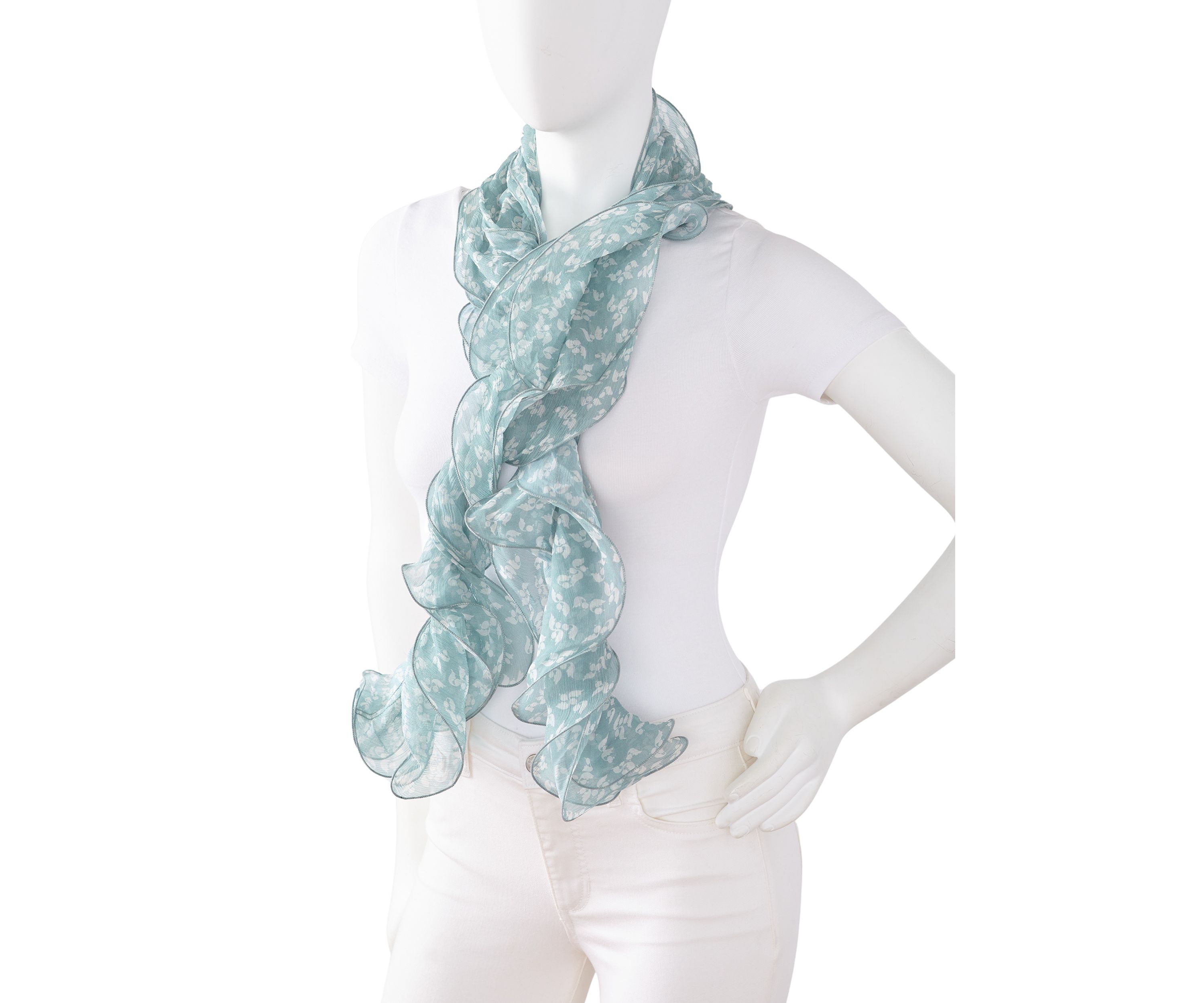 Floral Double Ruffle Scarf