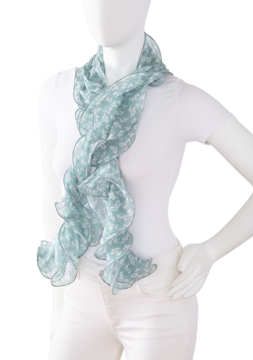 Floral Double Ruffle Scarf