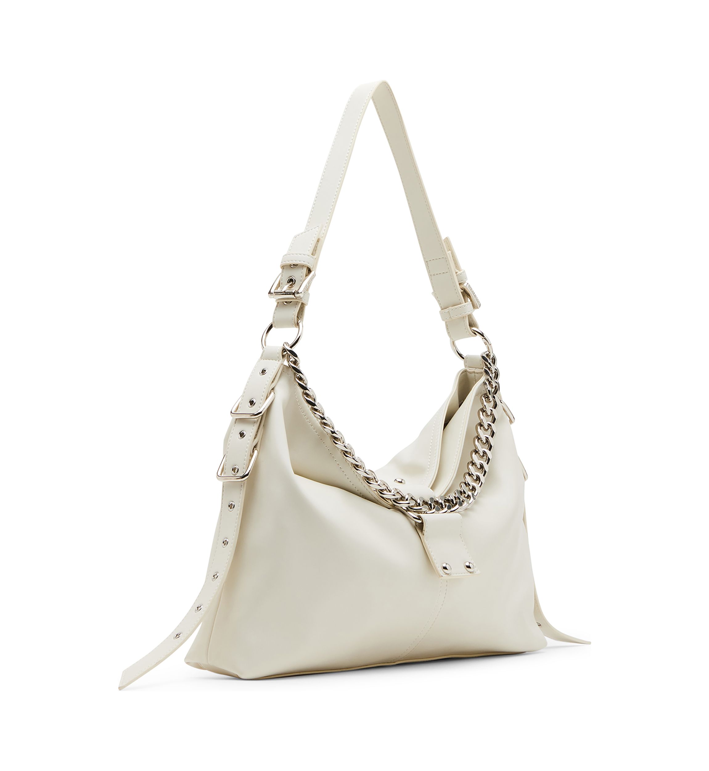 	  Shoulder Bag with Buckle and Chain 
