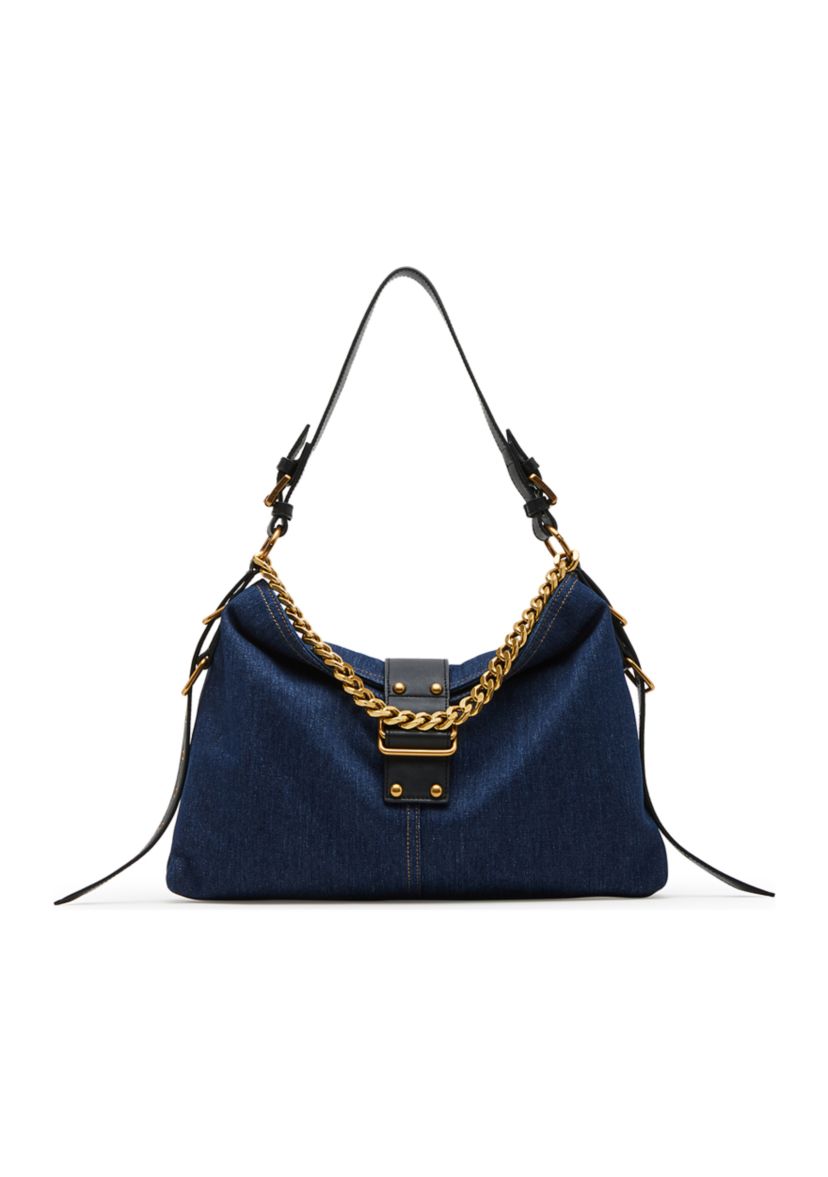 Shoulder Bag with Buckle and Chain