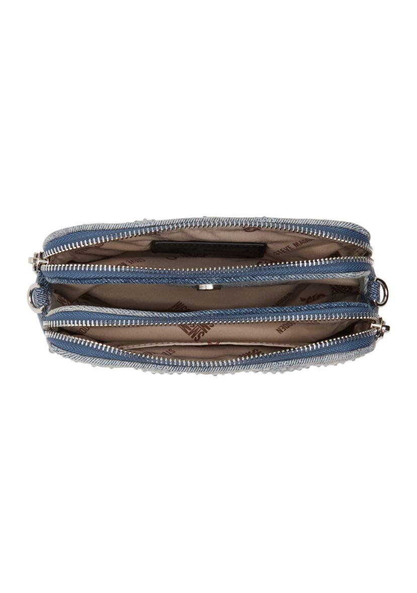 Daisy Denim Crossbody Bag with Rhinestones