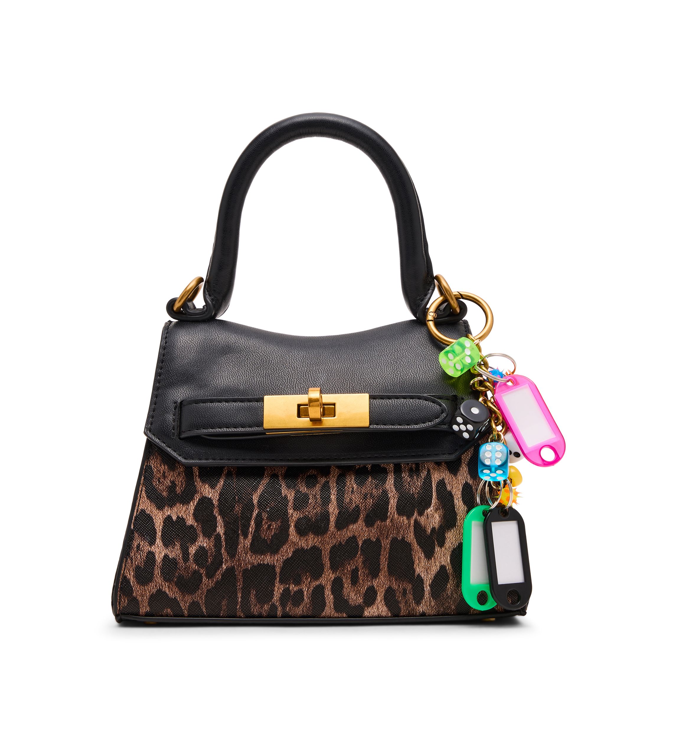 Animal Print Top Handle Crossbody with Charm 