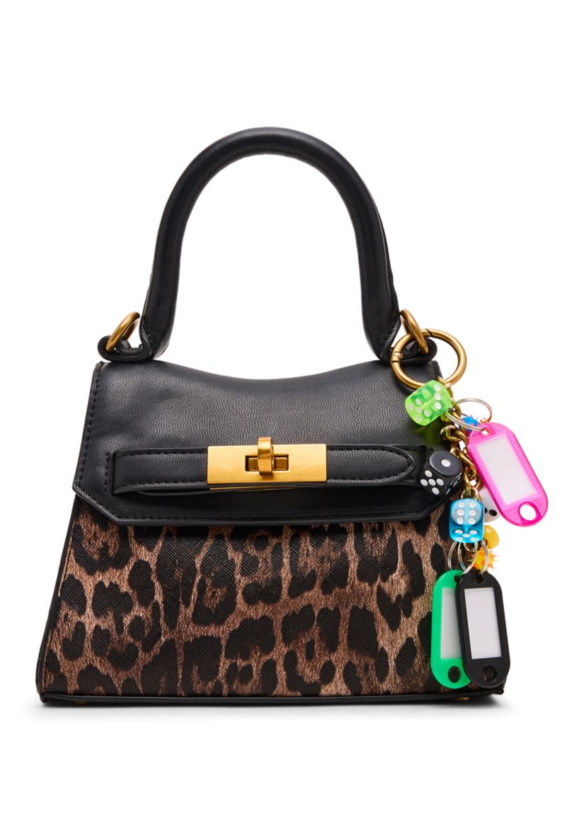 Animal Print Top Handle Crossbody with Charm 