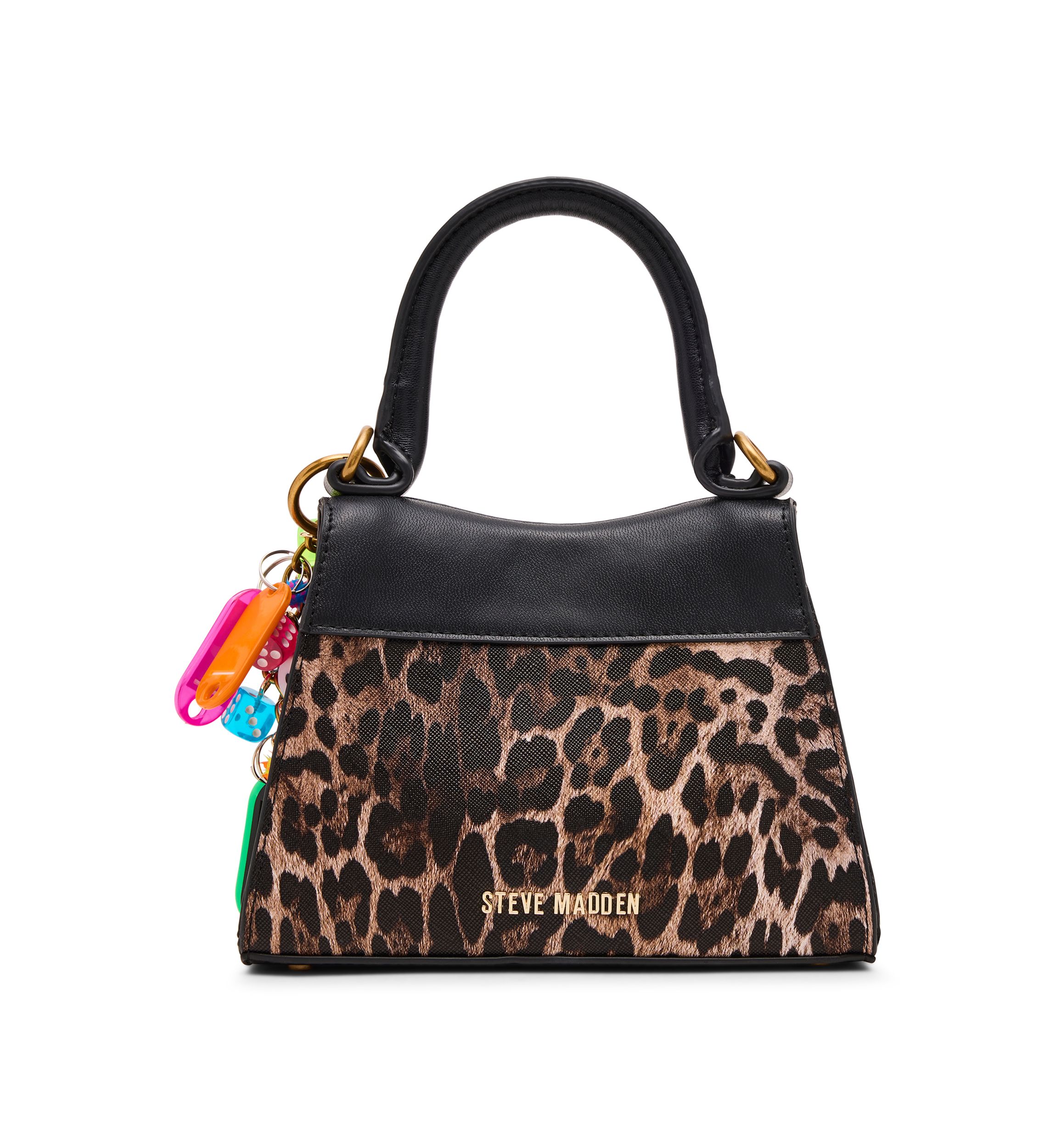 Animal Print Top Handle Crossbody with Charm 