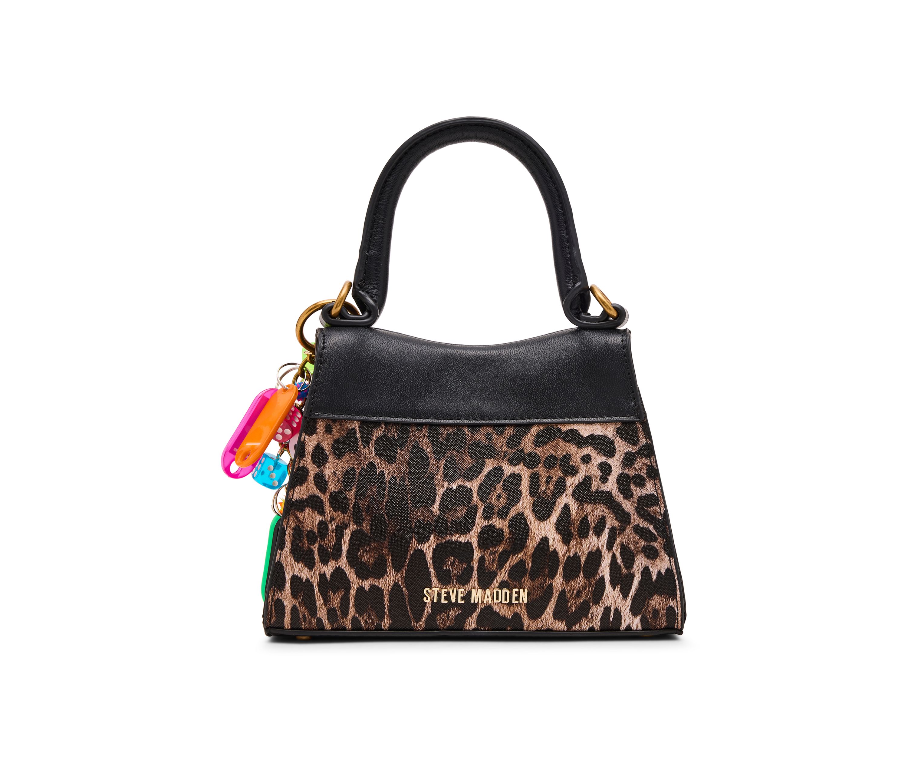 Animal Print Top Handle Crossbody with Charm 