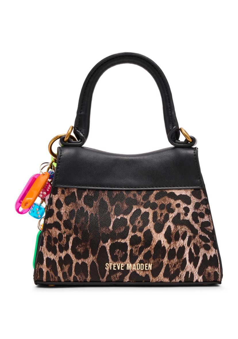Animal Print Top Handle Crossbody with Charm 