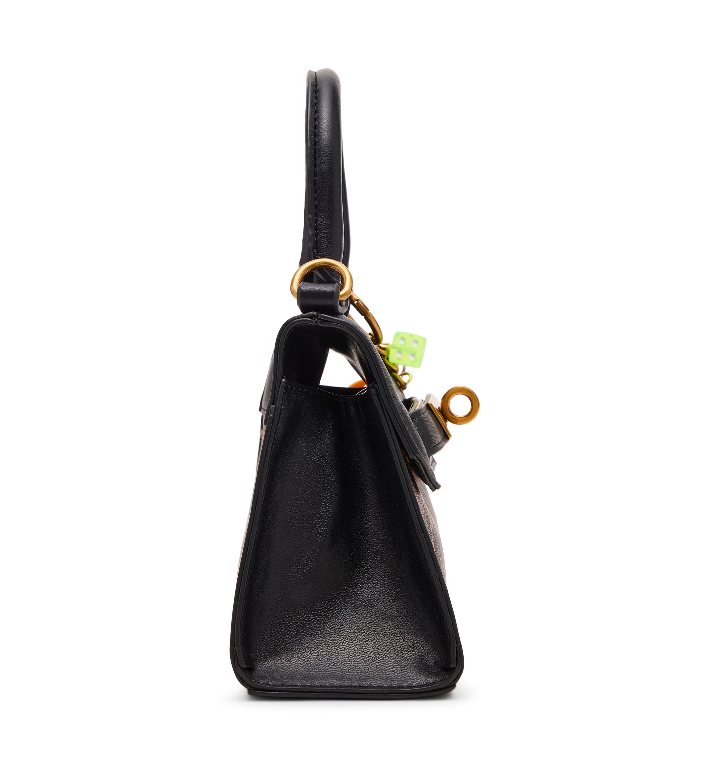 Animal Print Top Handle Crossbody with Charm 