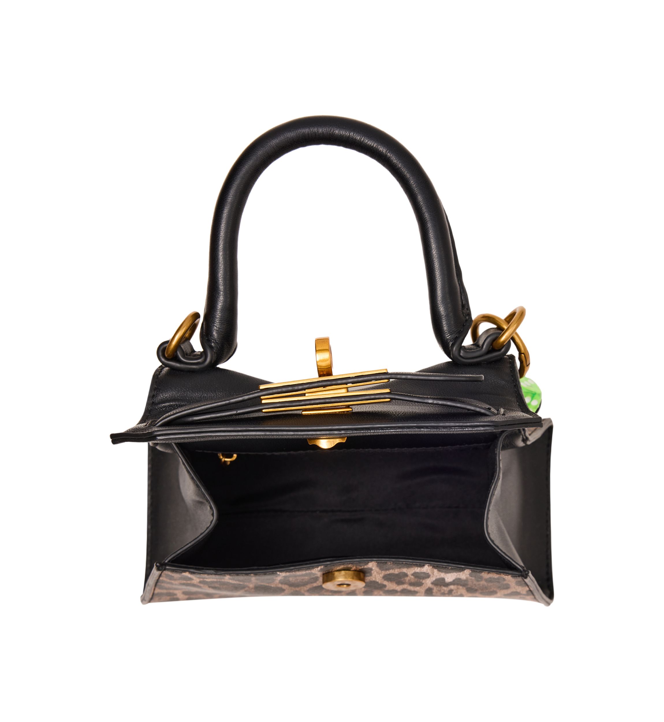 Animal Print Top Handle Crossbody with Charm 
