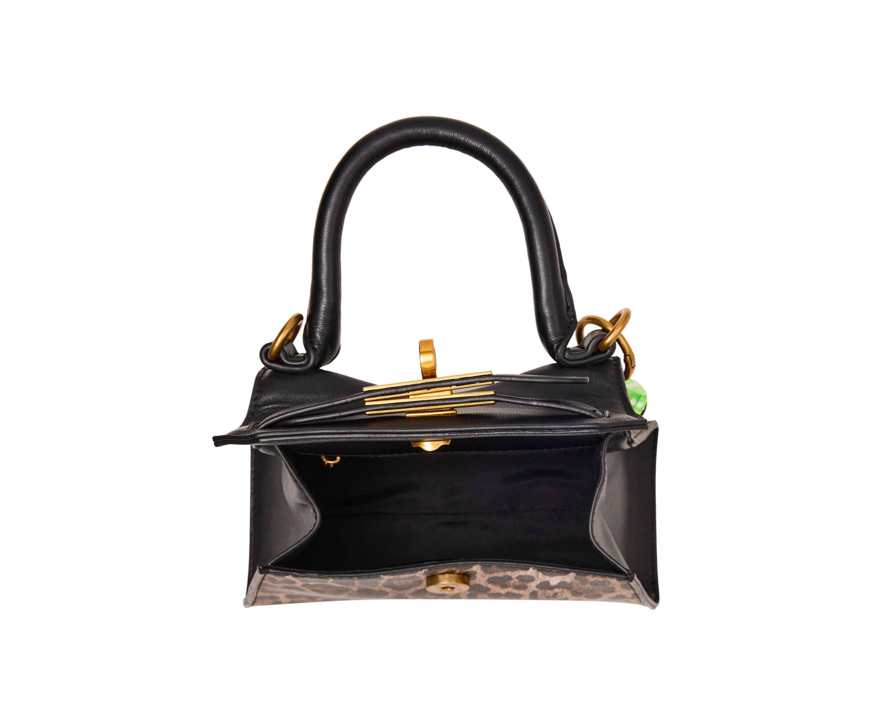 Animal Print Top Handle Crossbody with Charm 
