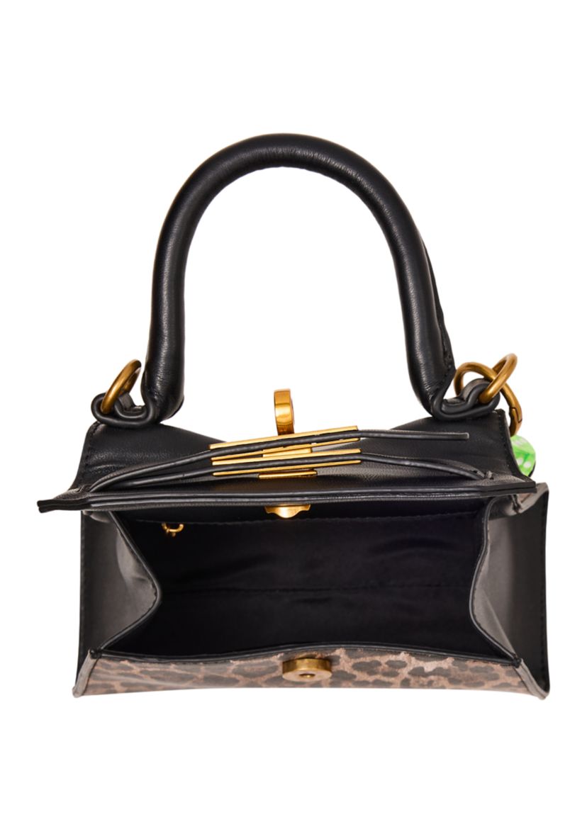 Animal Print Top Handle Crossbody with Charm 