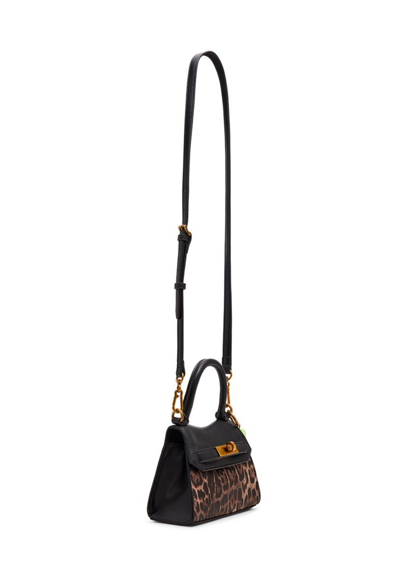 Animal Print Top Handle Crossbody with Charm 