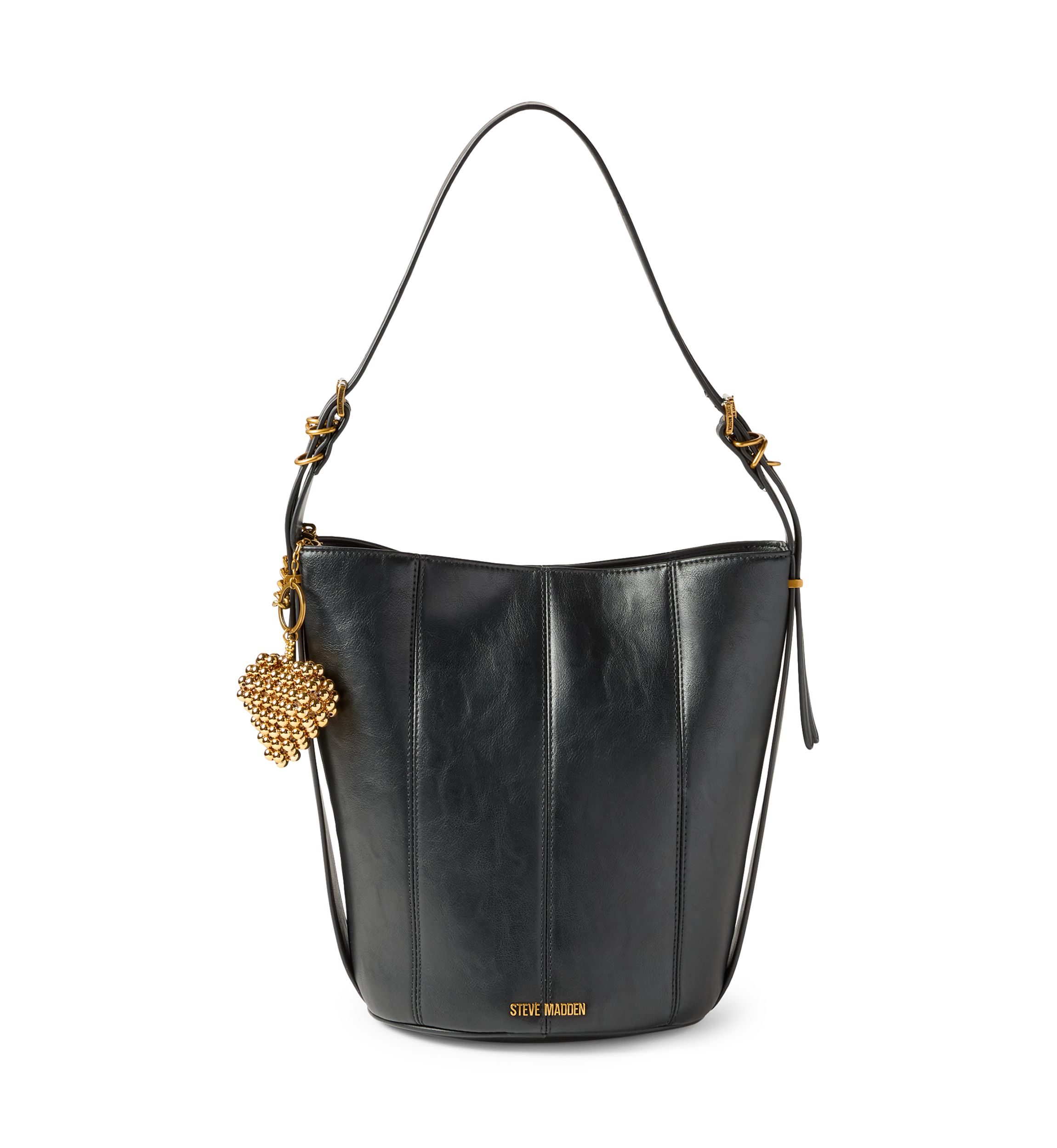 Buckle Strap Bucket Bag with Charm 