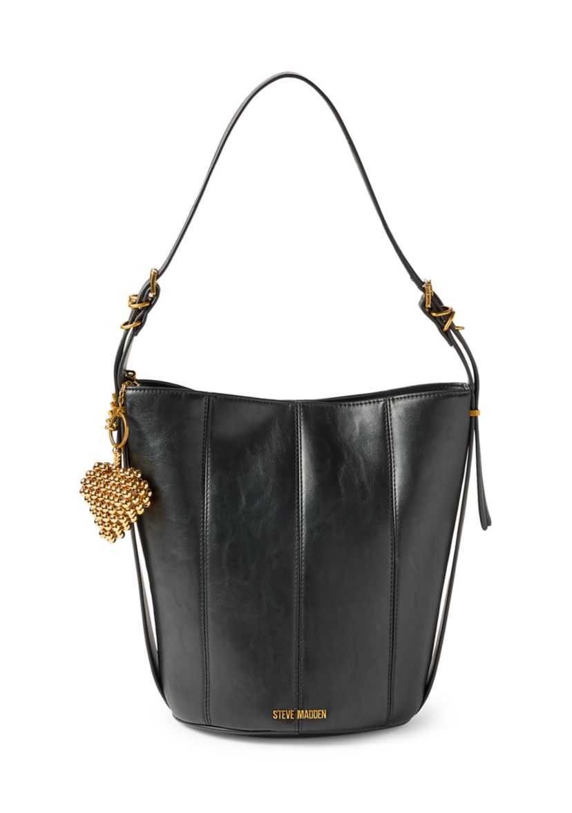 Buckle Strap Bucket Bag with Charm 