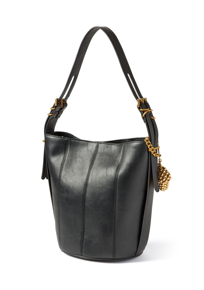 Buckle Strap Bucket Bag with Charm 