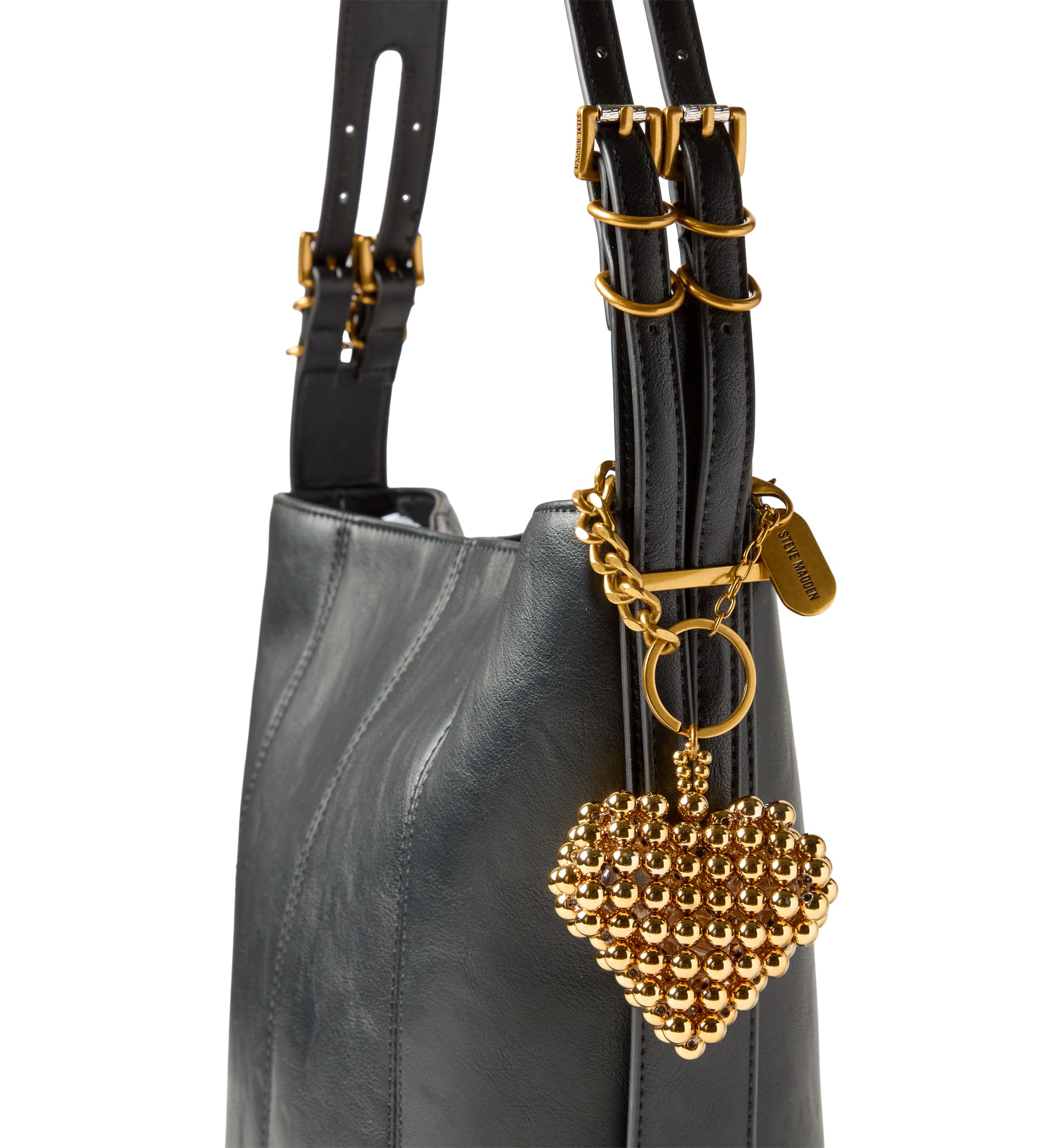 Buckle Strap Bucket Bag with Charm 