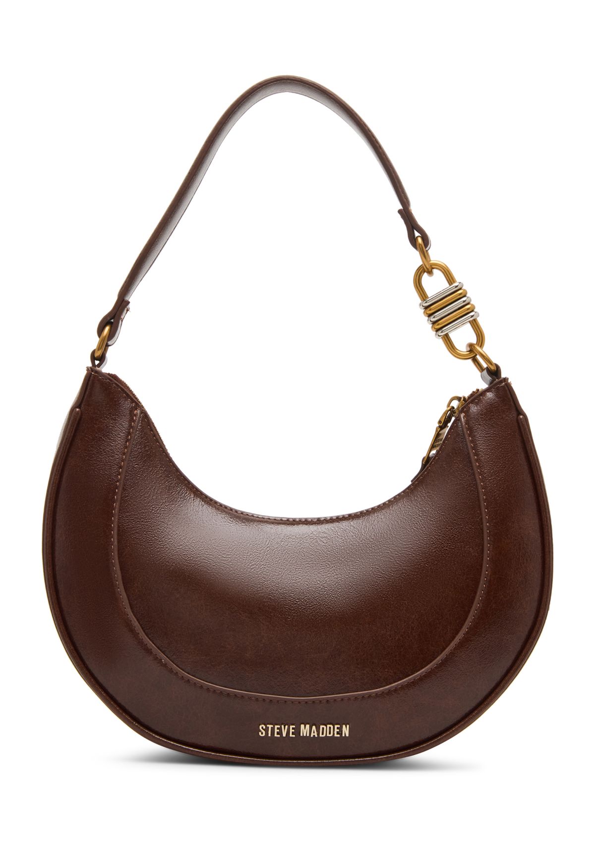 Studded Crescent Glazed Shoulder Bag