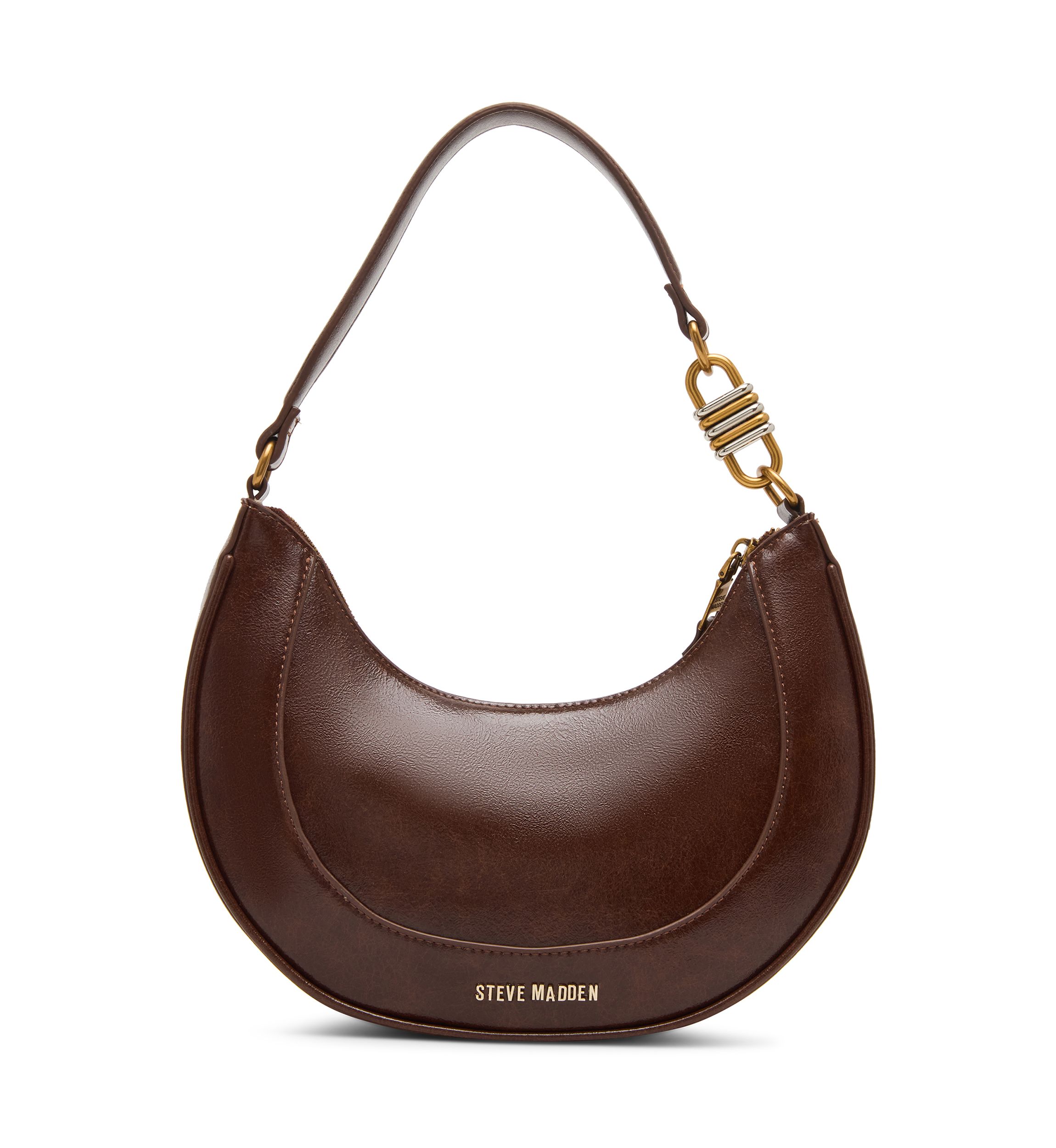 Studded Crescent Glazed Shoulder Bag