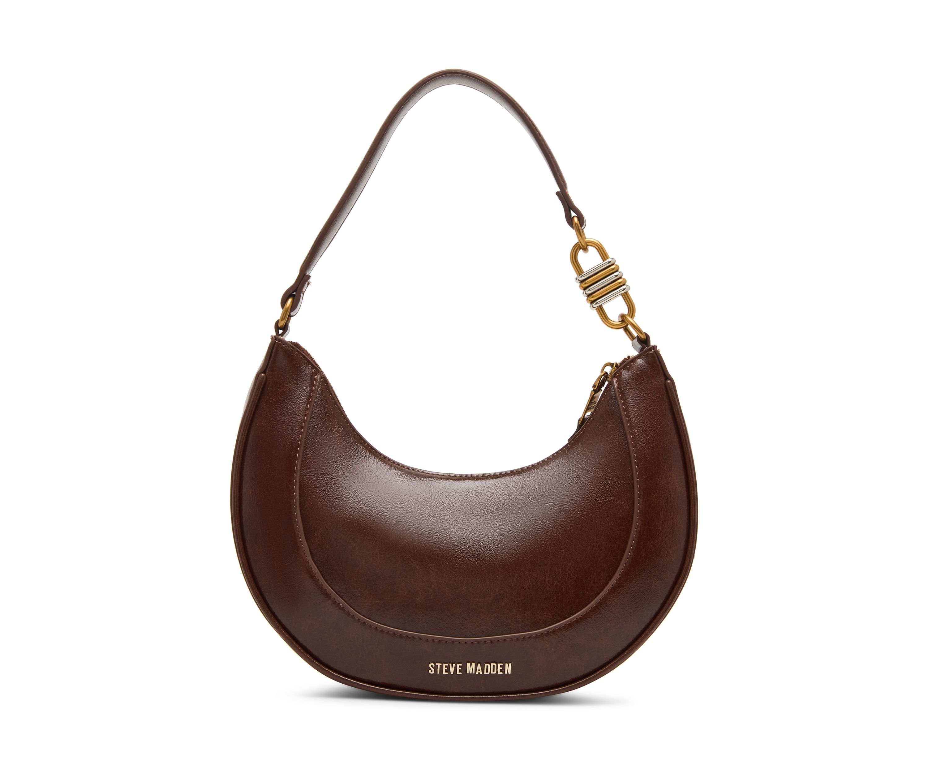 Studded Crescent Glazed Shoulder Bag
