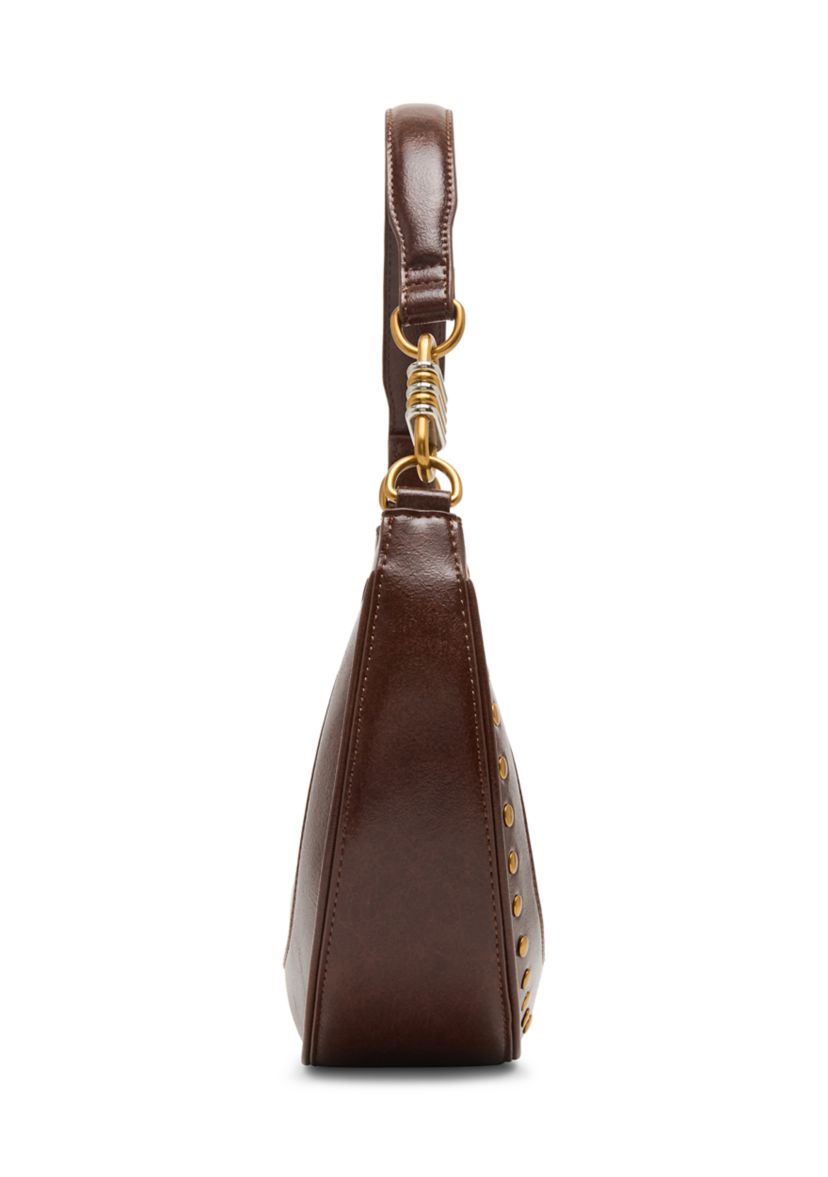 Studded Crescent Glazed Shoulder Bag