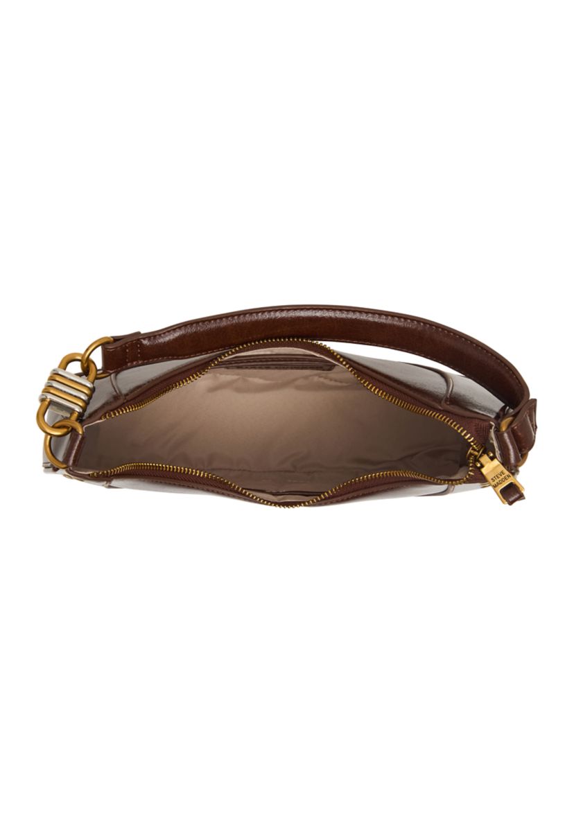 Studded Crescent Glazed Shoulder Bag
