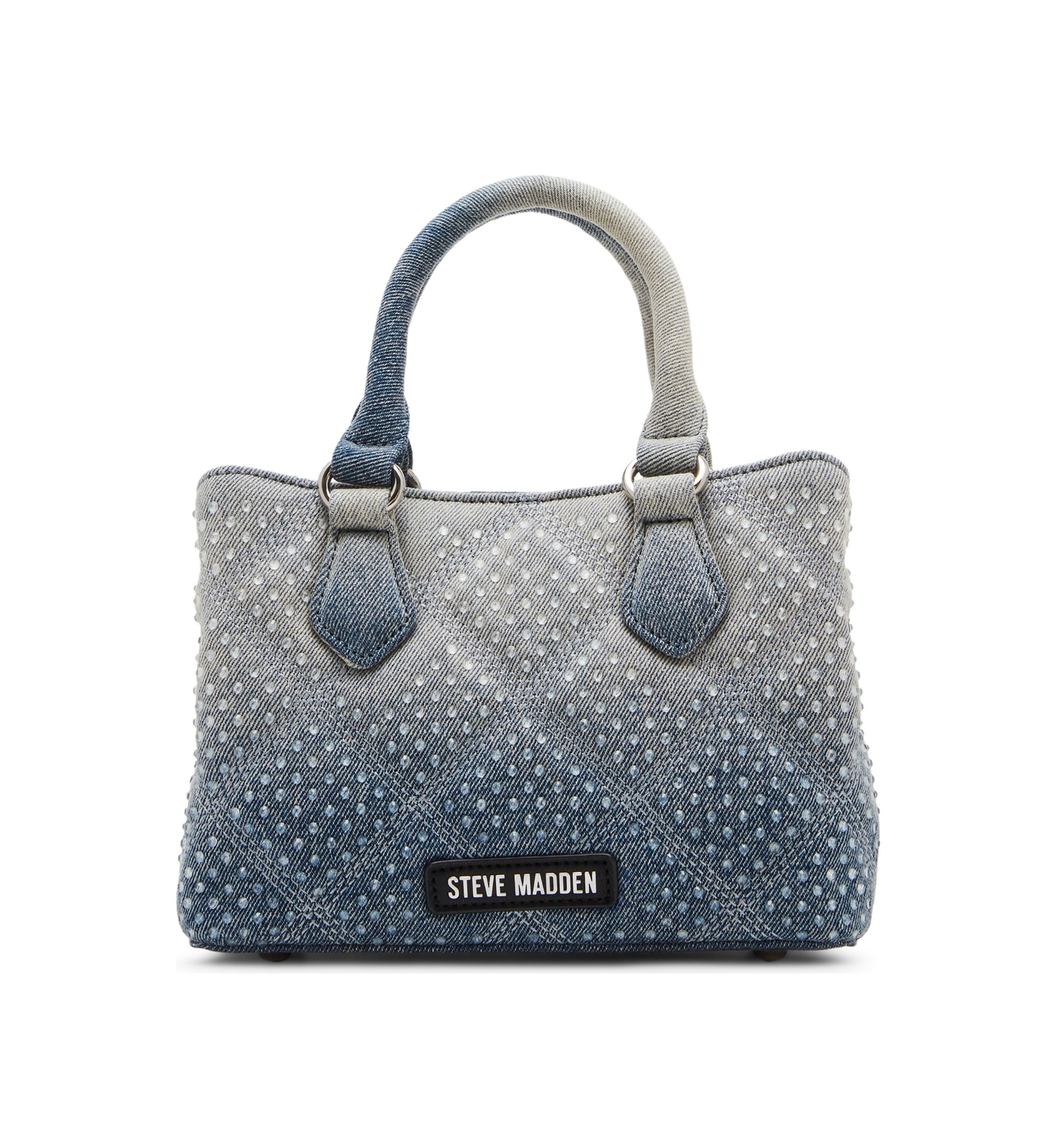 Mickie Denim Handbag with Clear Stones