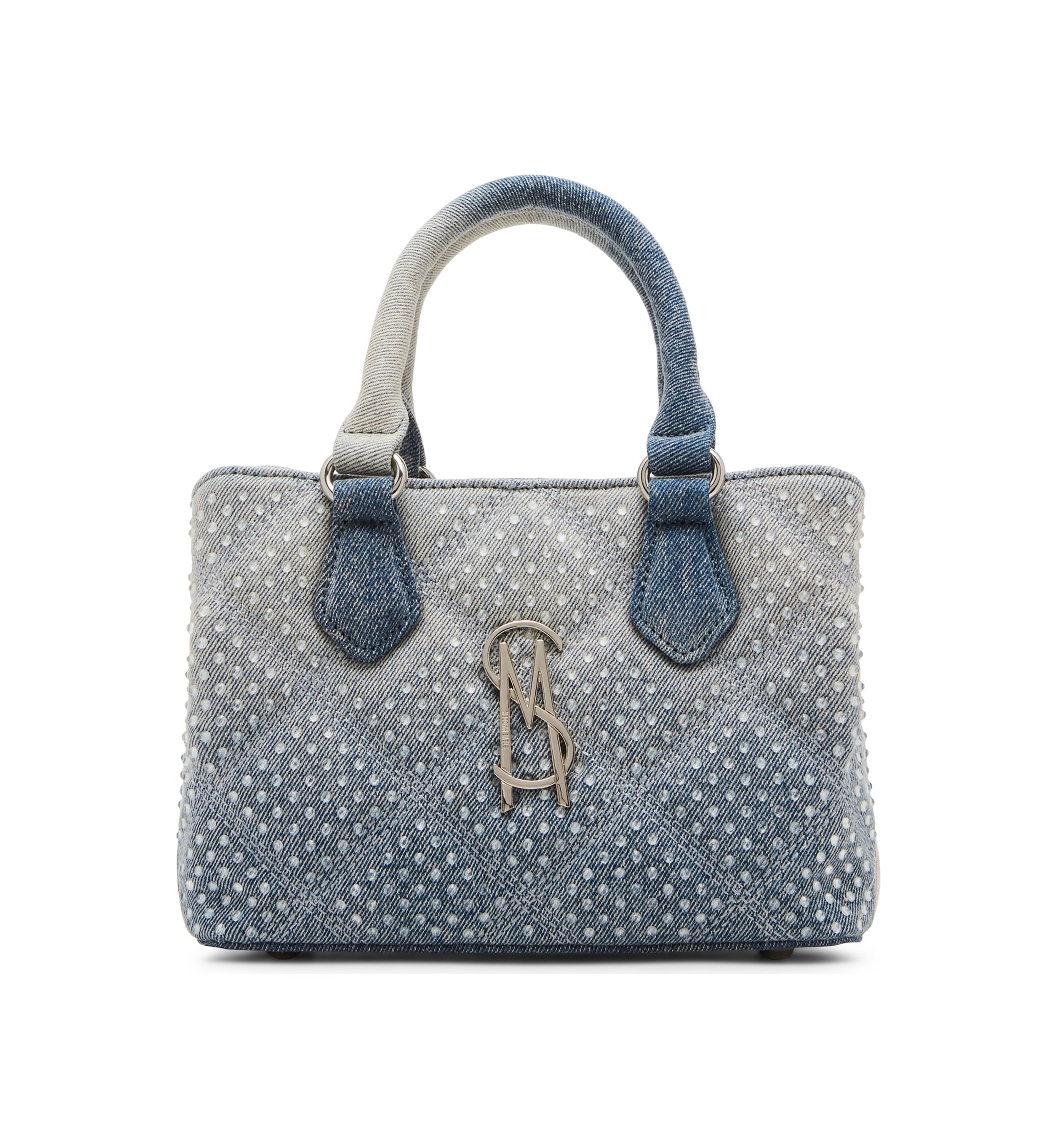 Mickie Denim Handbag with Clear Stones