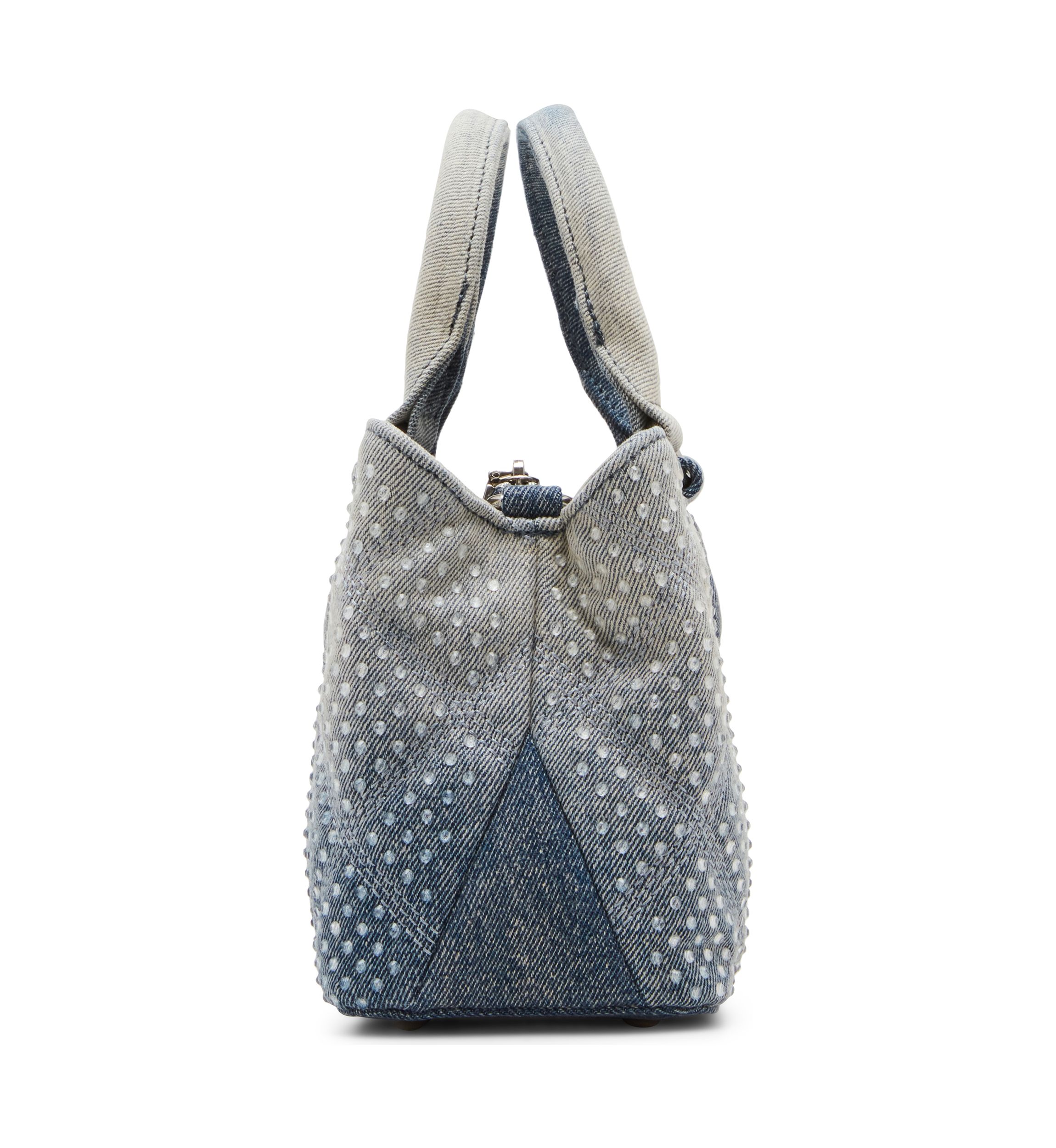 Mickie Denim Handbag with Clear Stones
