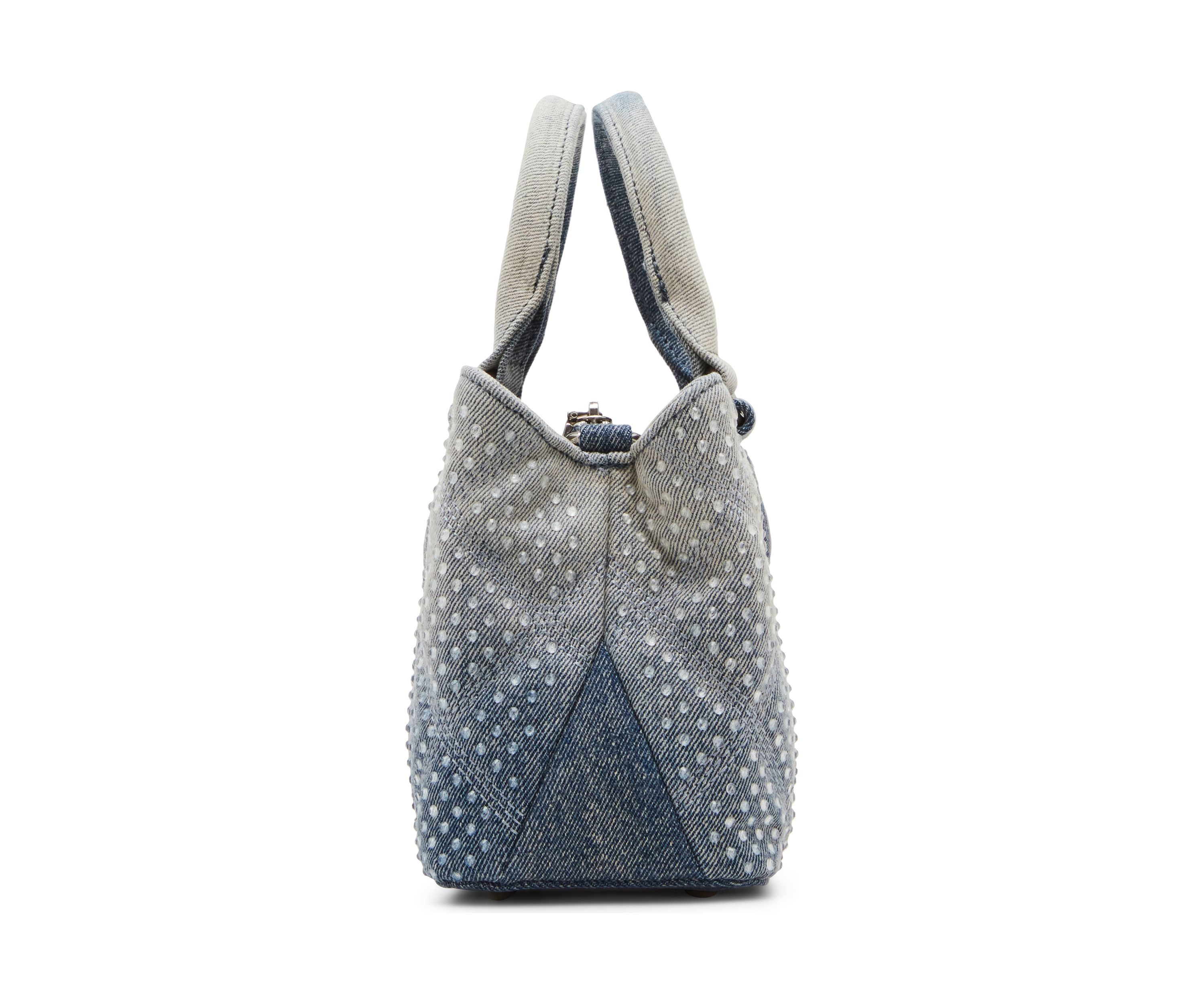 Mickie Denim Handbag with Clear Stones