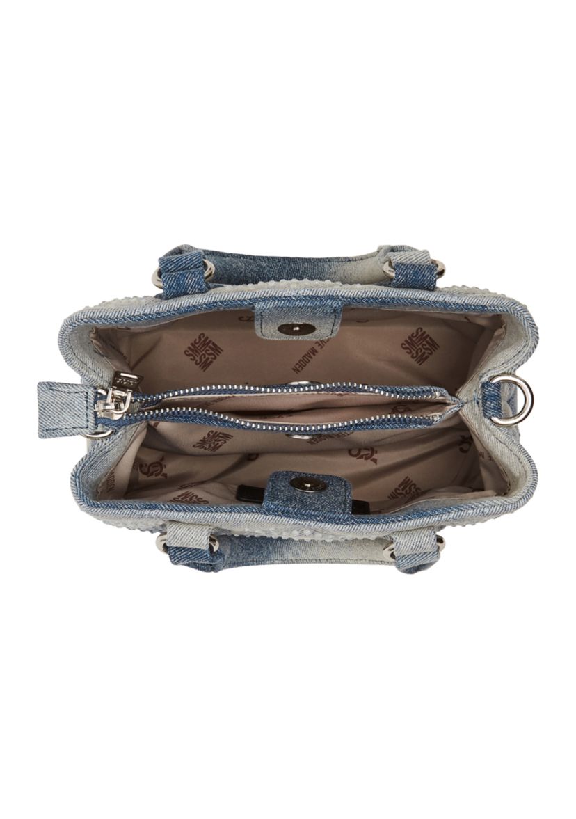 Mickie Denim Handbag with Clear Stones
