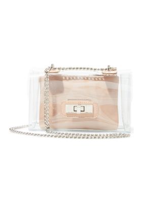 Clear Crossbody with Pull Through Chain Strap and Drop Zip Pouch
