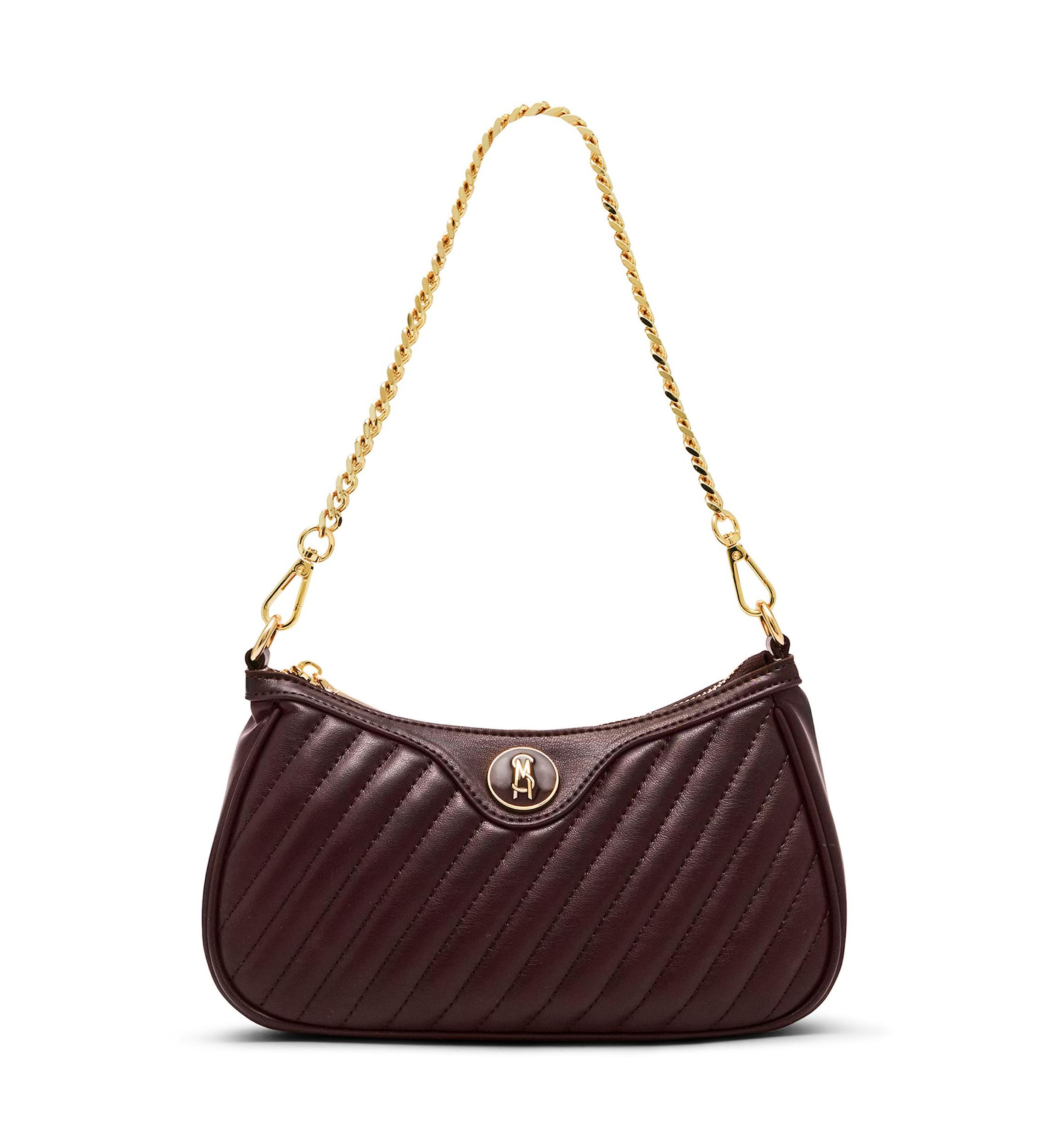 Diagonal Quilted Double Strap Bag