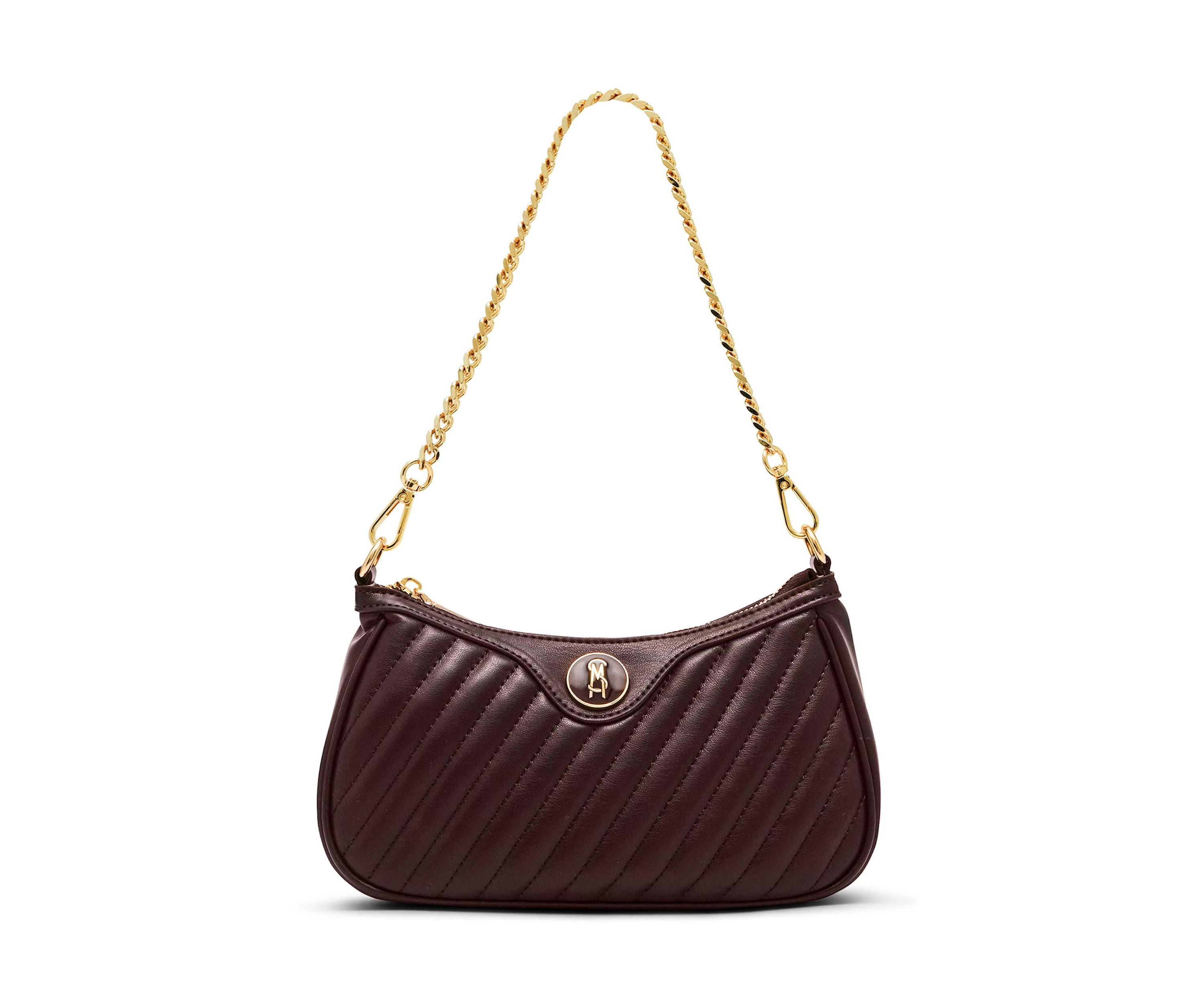 Diagonal Quilted Double Strap Bag