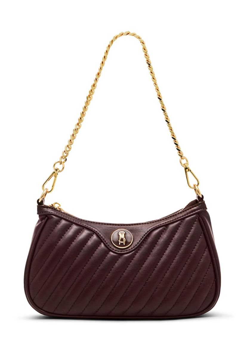 Diagonal Quilted Double Strap Bag