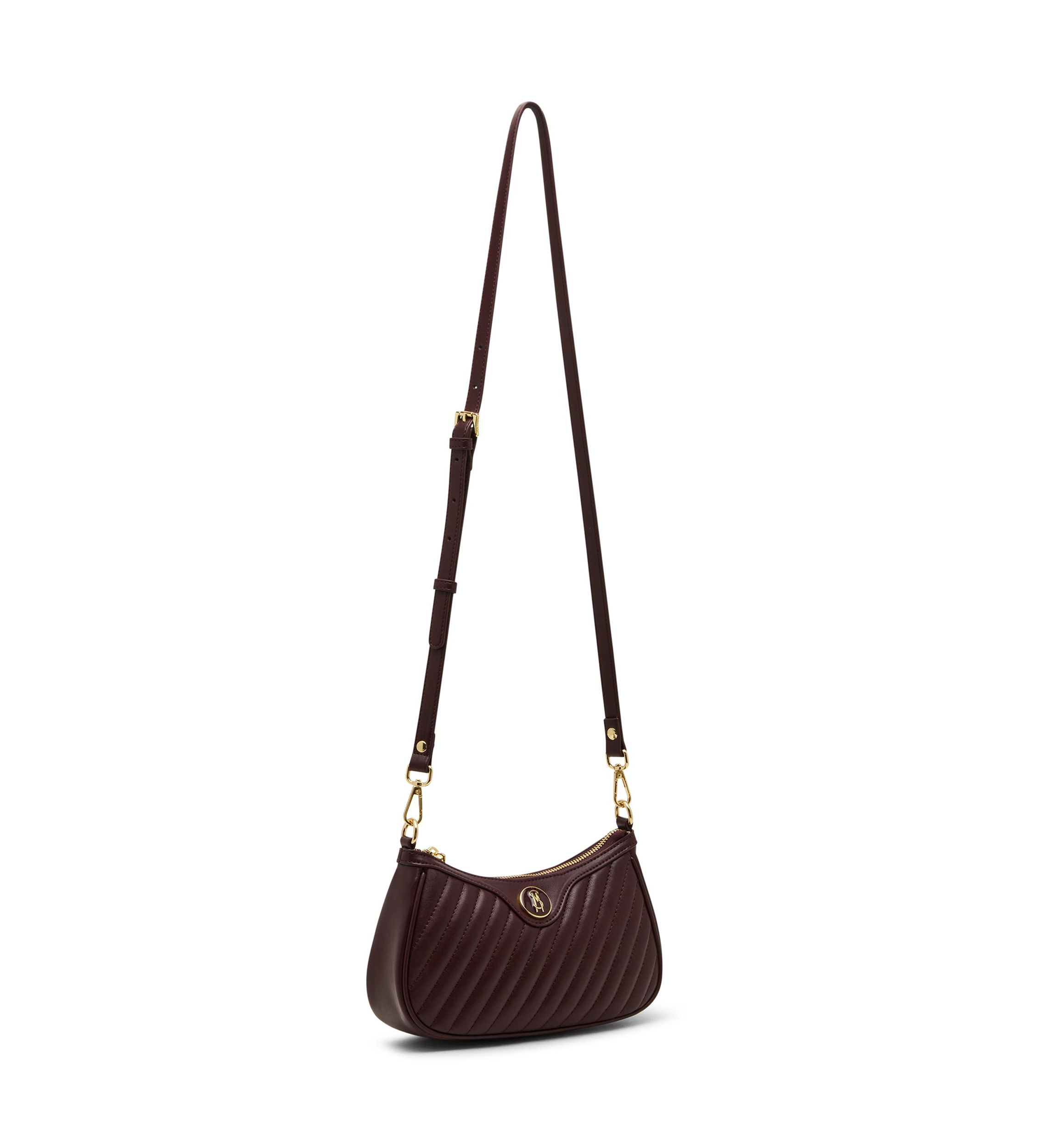 Diagonal Quilted Double Strap Bag