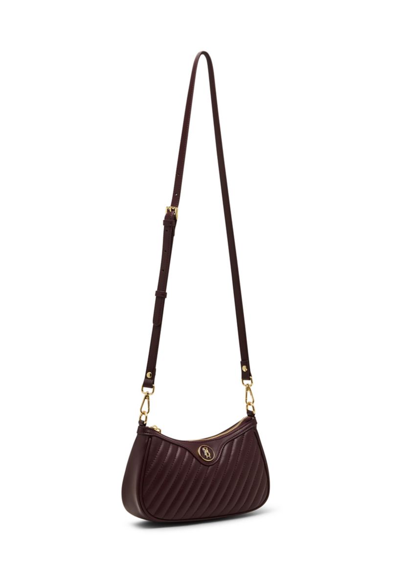 Diagonal Quilted Double Strap Bag