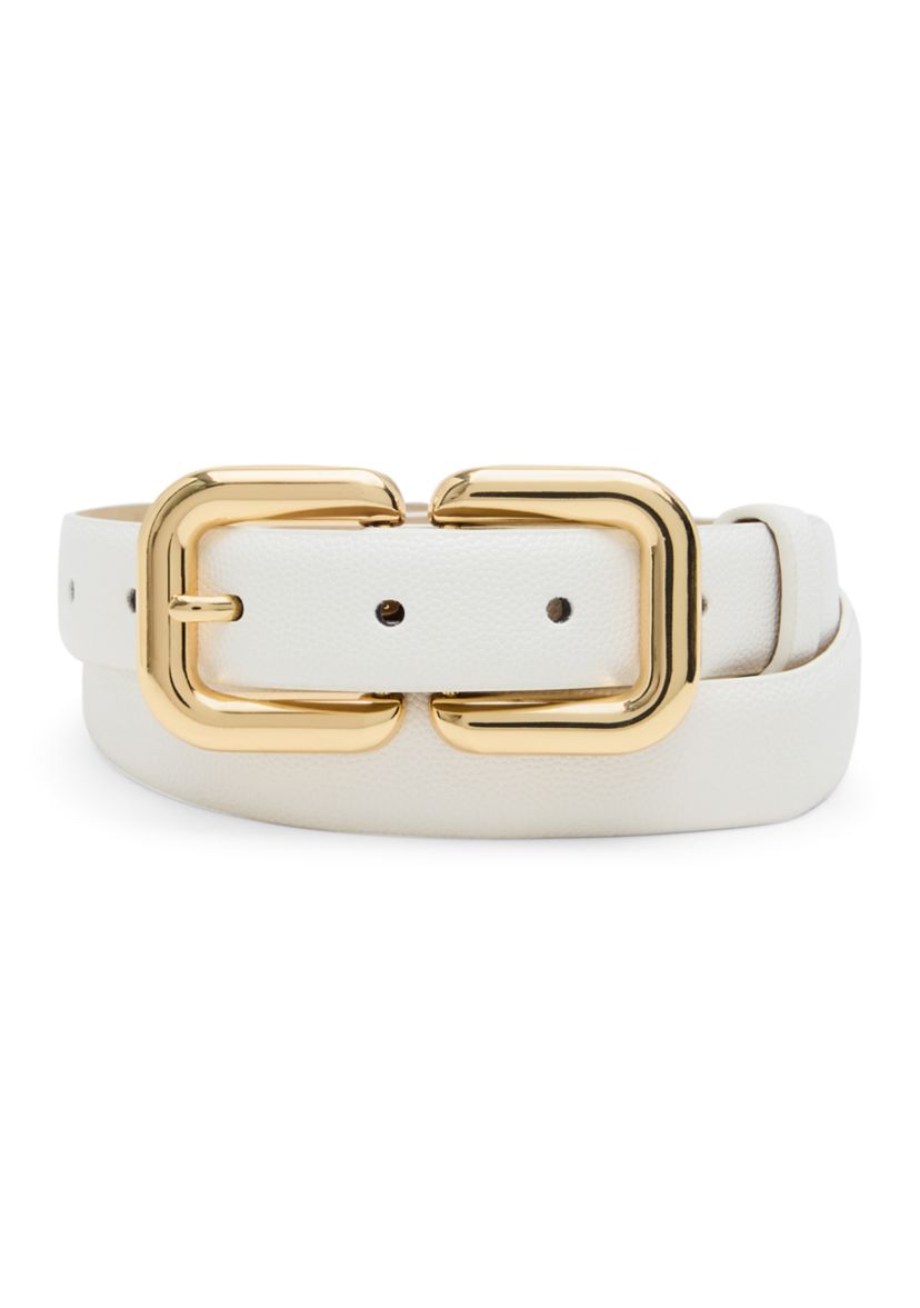 Steve Madden Cream Leather Belt with Gold Buckle Steve Madden Reversible Shimmering Blush/Gold Metallic  main image 2